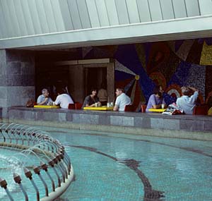 Cafe and fountain