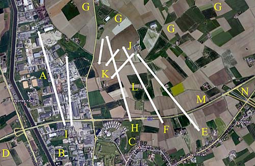 Satelite photo. The area of the counterattack of 23 Apr 1915 at 16.25.